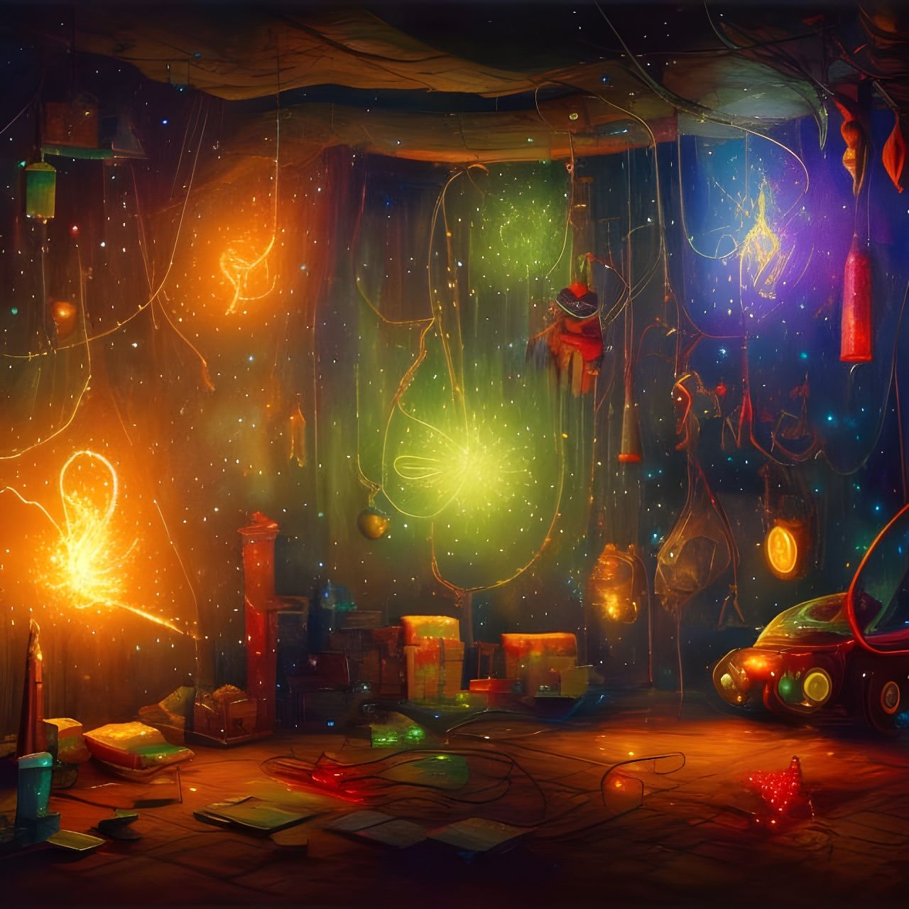 Magical Christmas Toys Gift: Expressionist Watercolor