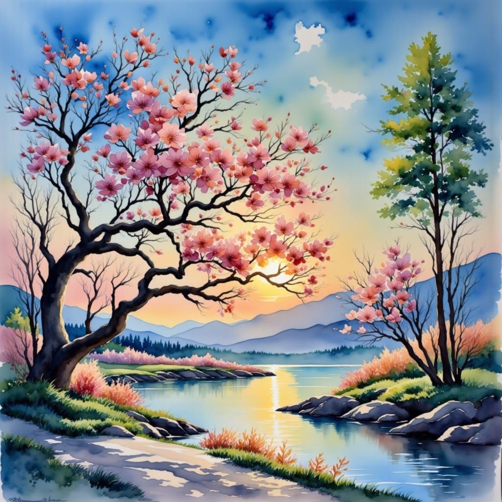 Dreamy Watercolor Flux Scene