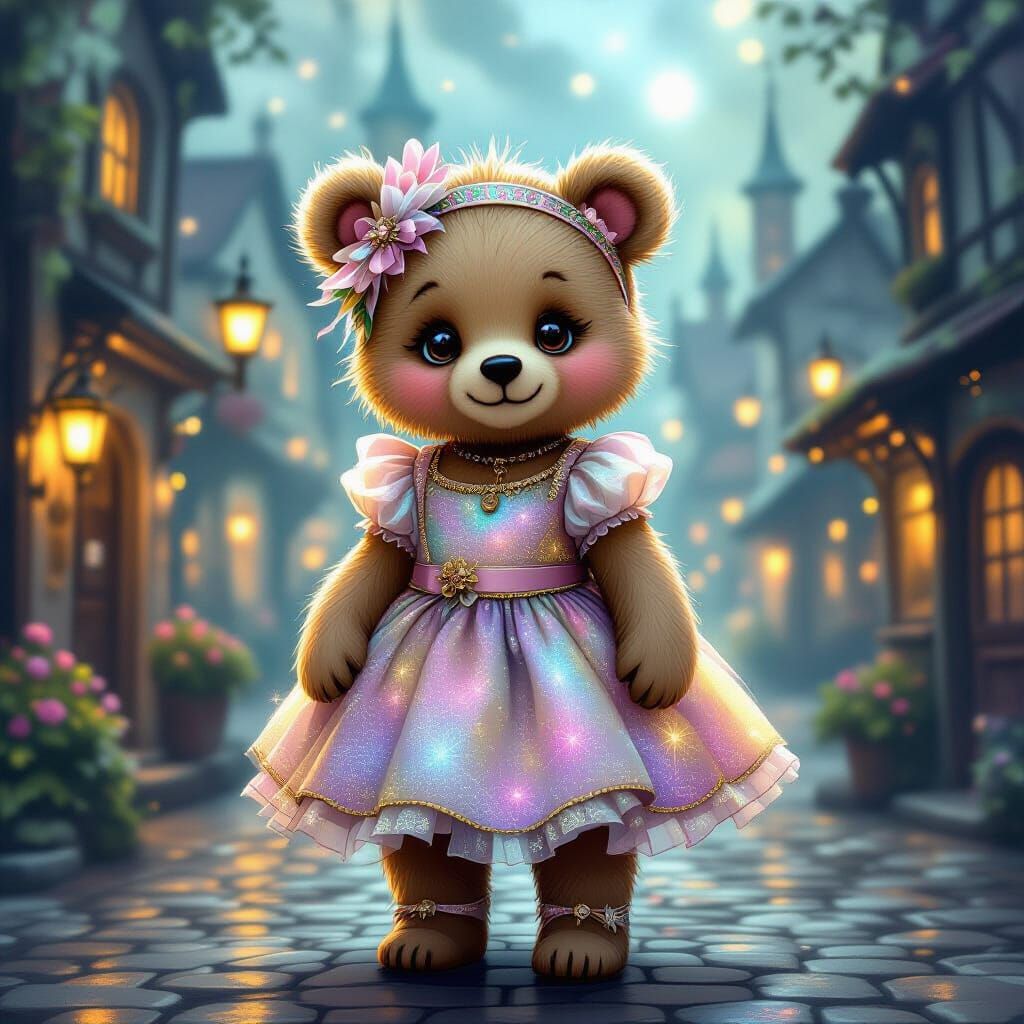 Steampunk Bear in Glittery Dress