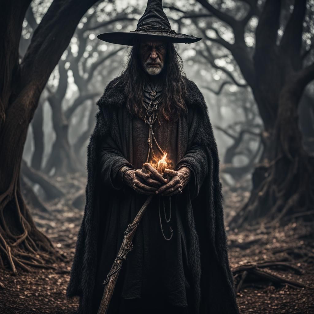 Hyperrealistic Man Witch with Intricate Details