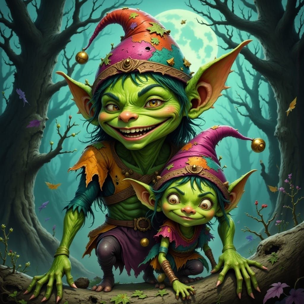 A mischievous goblin jester