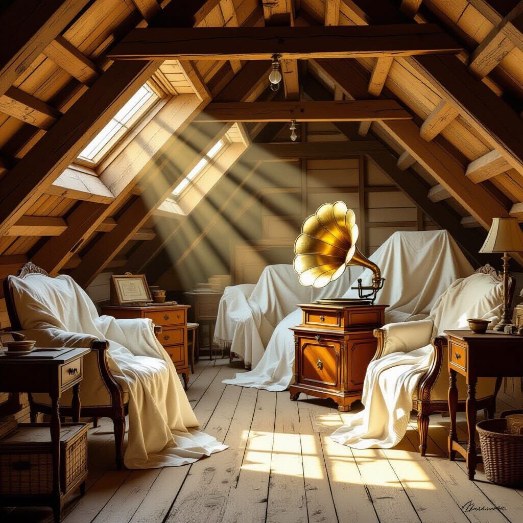 Sunlit Attic Treasures in Warm Ochre and Cream