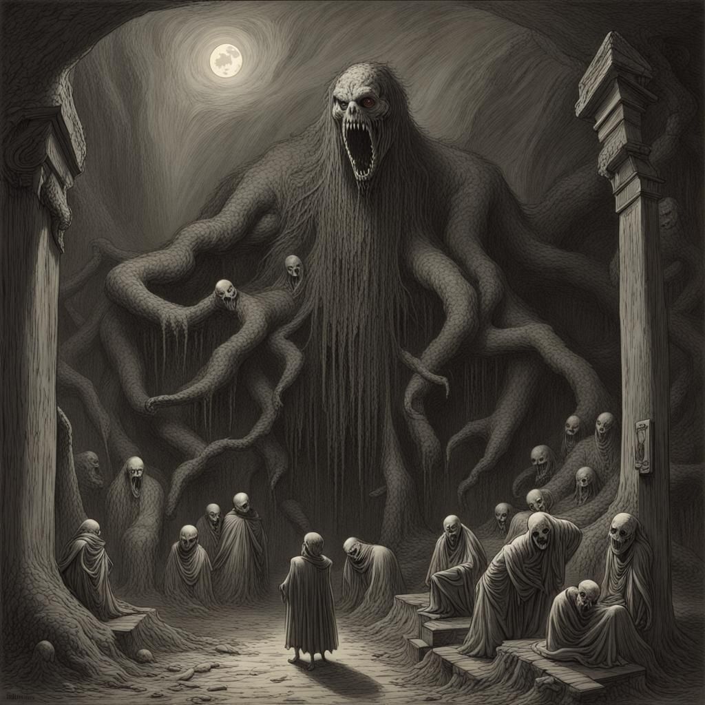 Nightmarish Visions in Gothic Horror Style