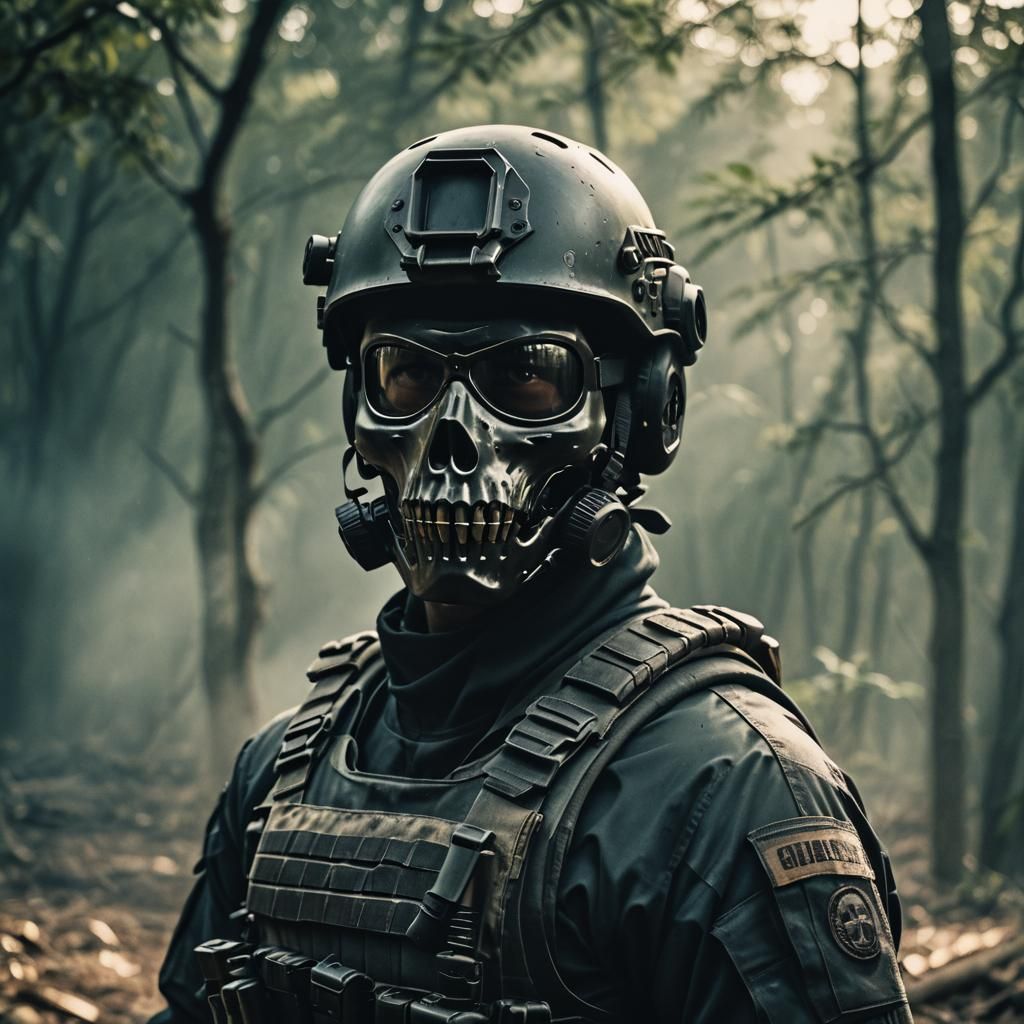 Special Ops Soldier with Skull Mask: Cinematic Still