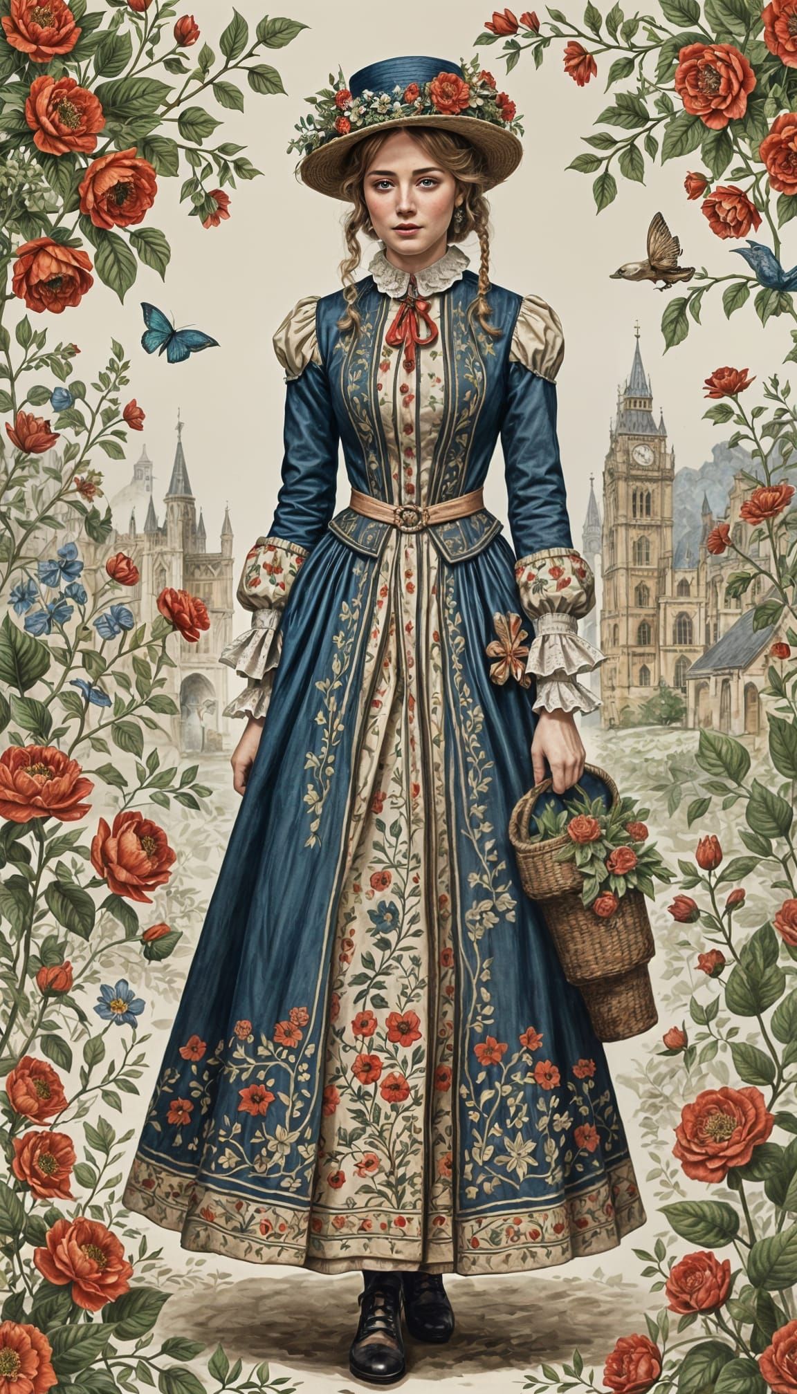 England Woman in Traditional Folk Outfit