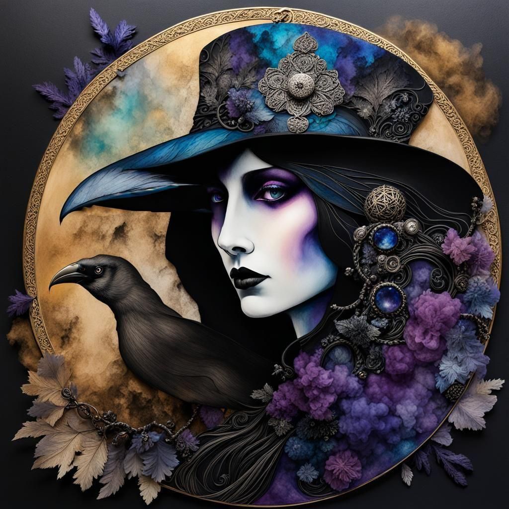 Macabre Crow Sorcerer in Dark Fantasy Style