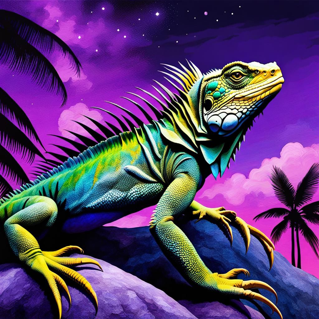 Surreal Iguana Dreamscape in Magical Realism