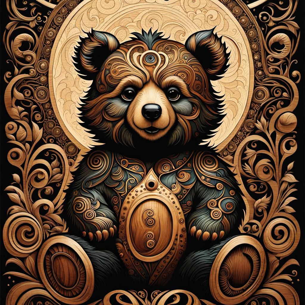 Pyrography Drawing Teddy Bear