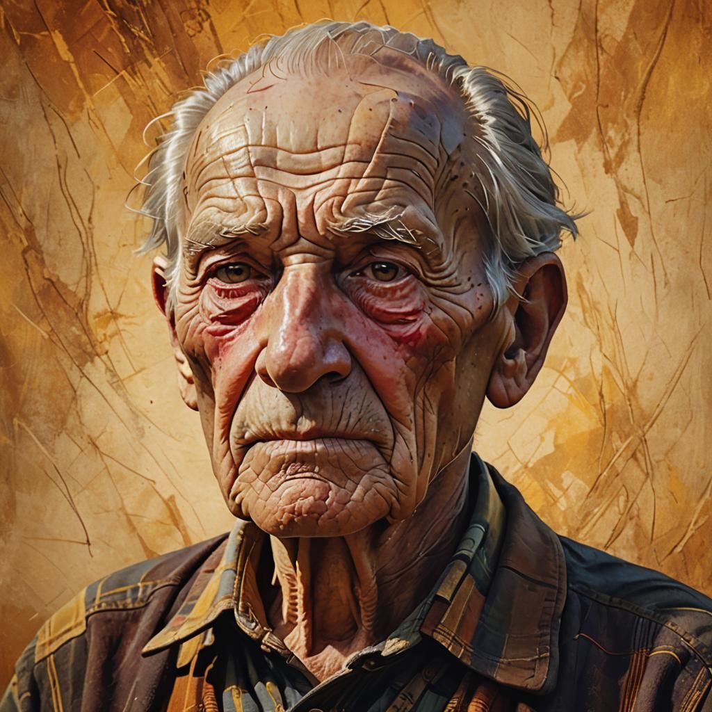 Hyperrealistic Portrait of a 100 Year Old Man