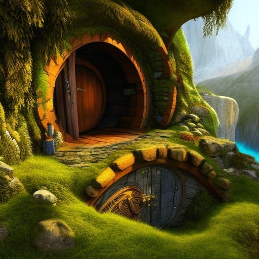 Enchanting Hobbit Holes in Mountain Landscape