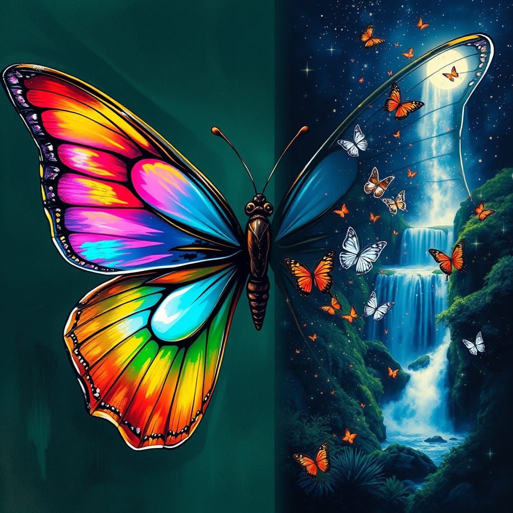 Ethereal Butterfly in Vibrant Graffiti Style