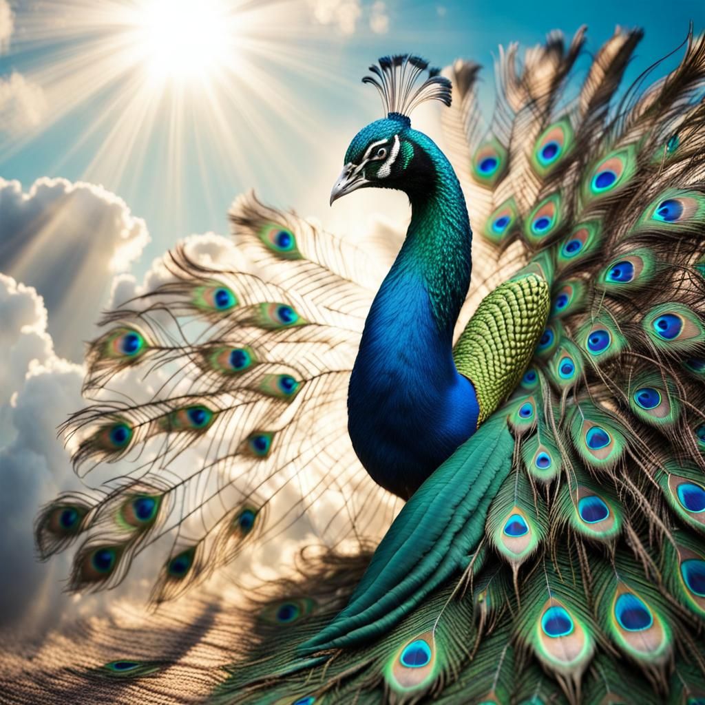 Radiant Peacock Feathers in Divine Light