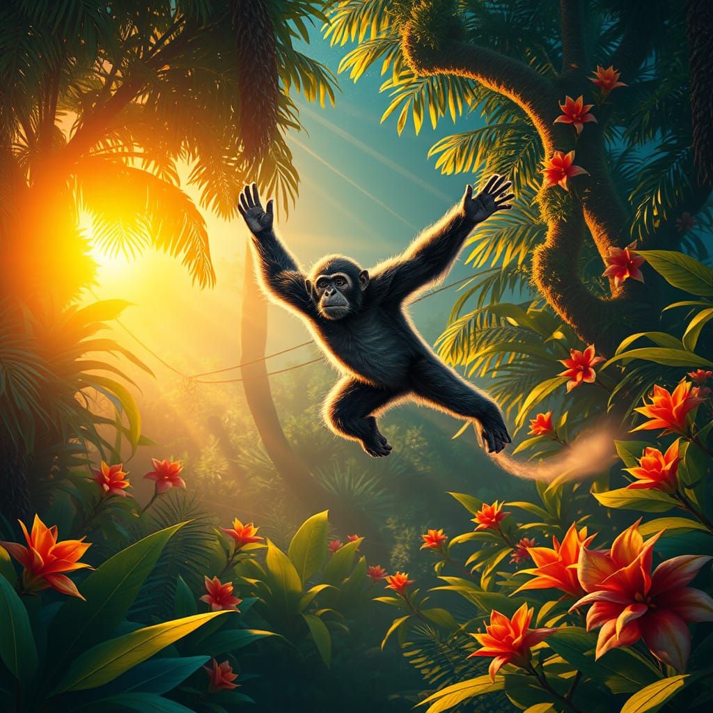 Jungle Oasis in Vibrant Golden Light