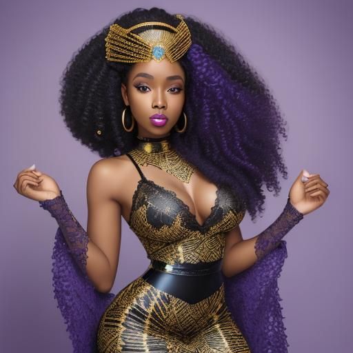 Glamorous West African Queen in Lace Dress