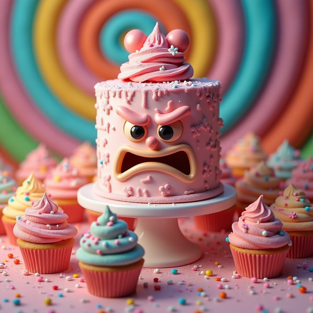 Grumpy Cake and Happy Cupcakes in Candyland