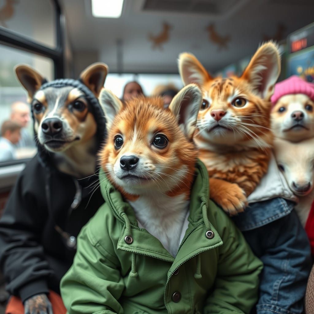 Animals in clothes and funny looking