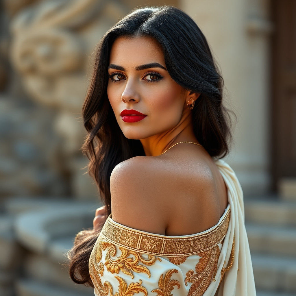 Elegant Woman Inspired by Ancient Greek Beauty