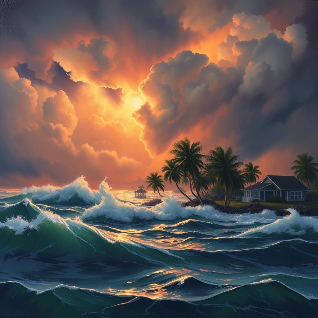 Stormy Florida Landscape in Oil Painting Style