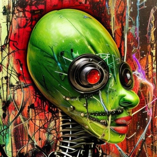 Cybernetic Avocado: Surreal Sci-Fi Horror Art