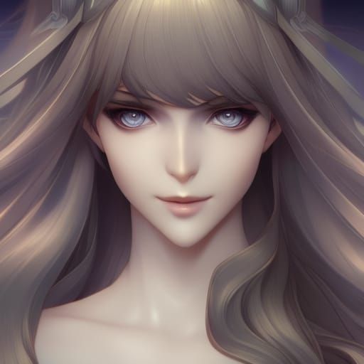 Detailed Portrait of Woman with Dark Blue Eyes