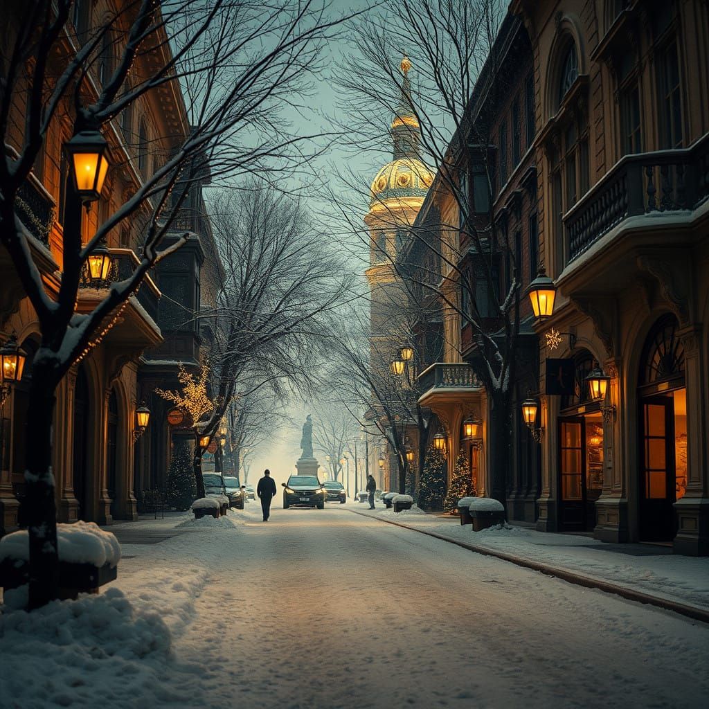 Enchanted Winter Wonderland in Golden Hues