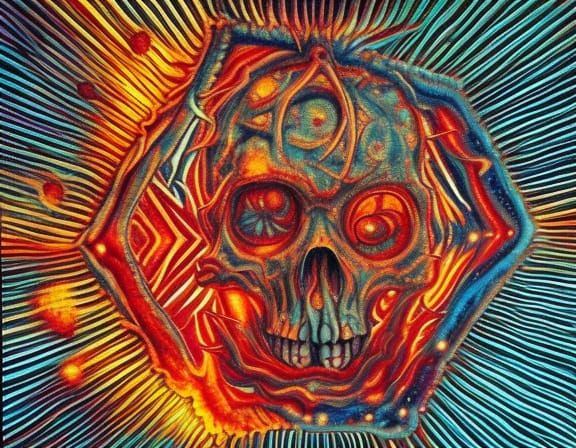 Zombie Star Skull in Cosmic Horror Style