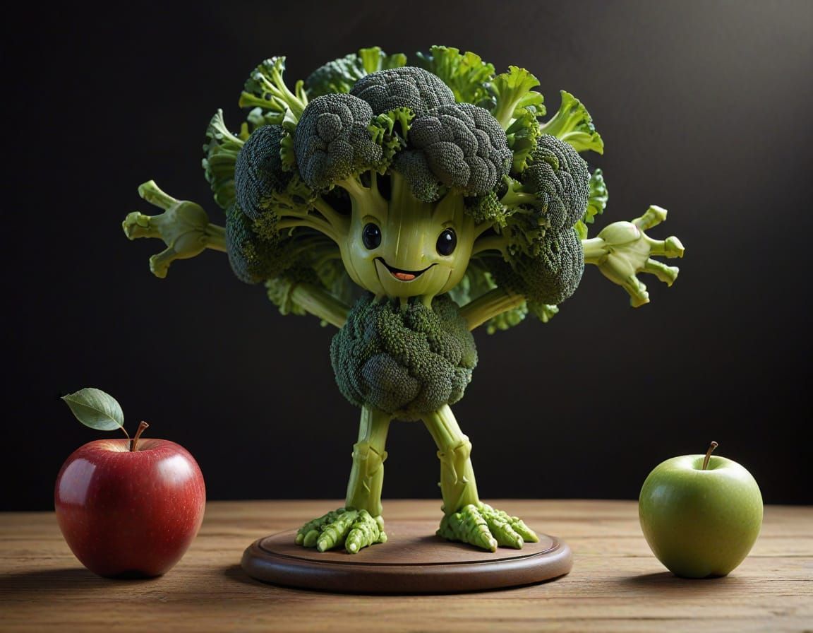 Whimsical Vegetable Dancers on Wooden Table