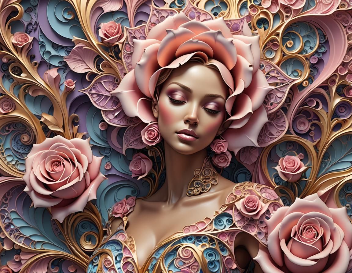 Pink Roses Bloom: Fractal Art for Breast Cancer Awareness