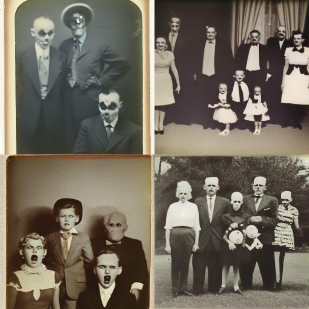 Vintage Polaroid of a Scary Halloween Family Photo