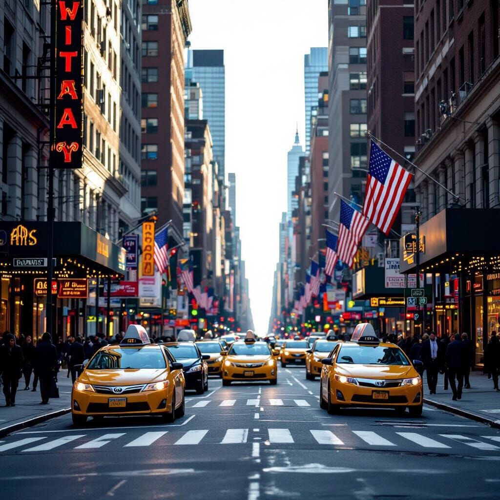 Bustling New York Street Scene in Natural Light
