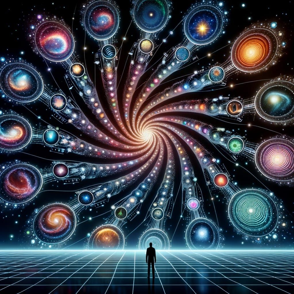 Multiverse Cosmos with Spiral Galaxy and Cosmic Portals