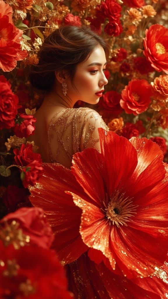 Fiery Haute Couture Portrait in Editorial Style