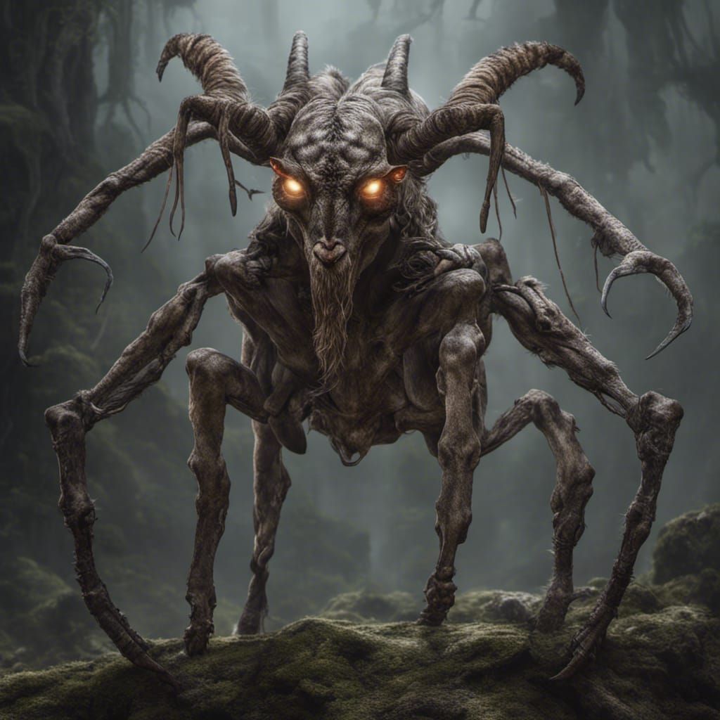 Goat-Spider Centaur Creature in Detailed Matte Painting