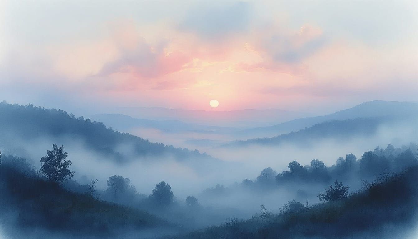 Ethereal Misty Landscape in Surrealist Style