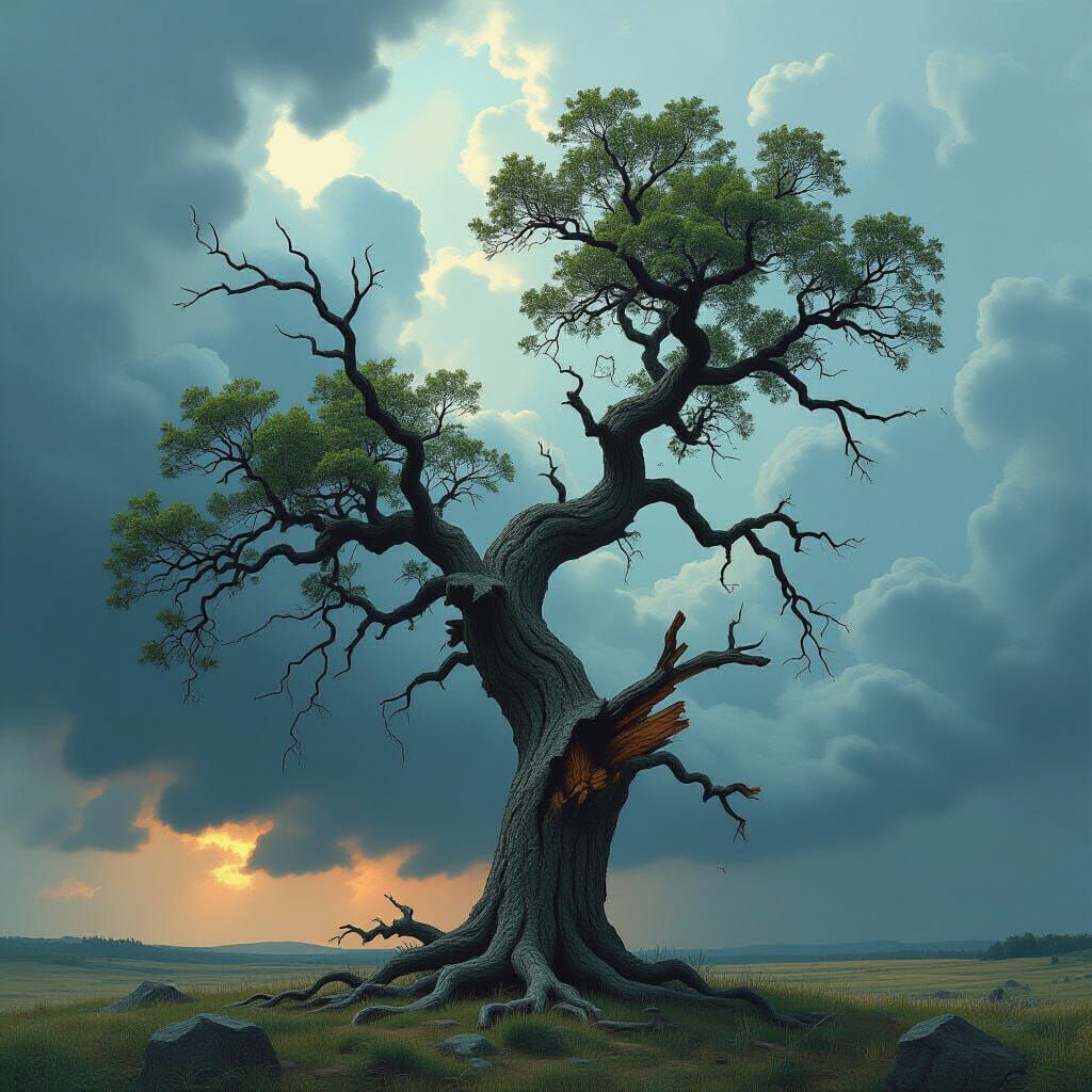 Tree Struck by Lightning Frozen in Time