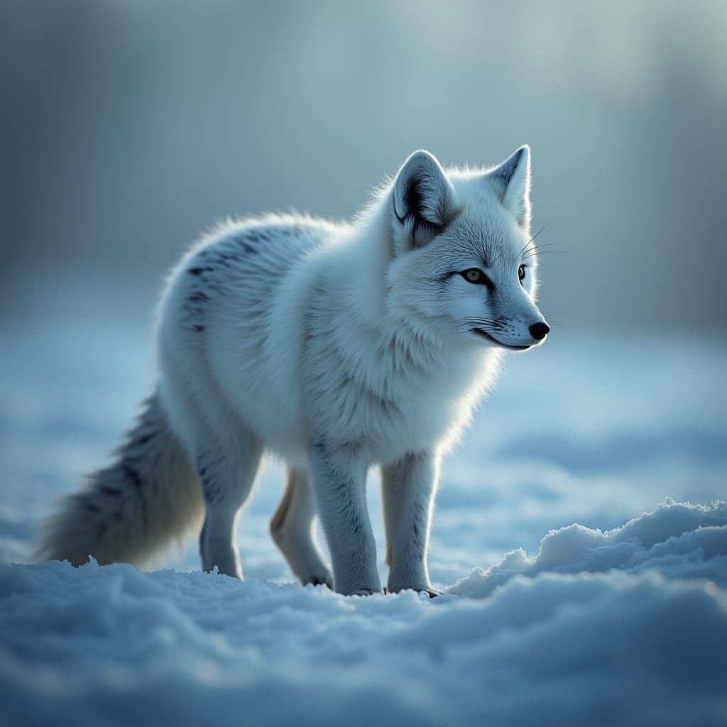 Arctic Fox in Frosty Arctic Landscape