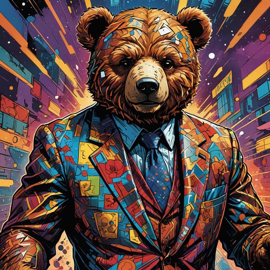 Teddy Bear Superhero in Comic Book Style