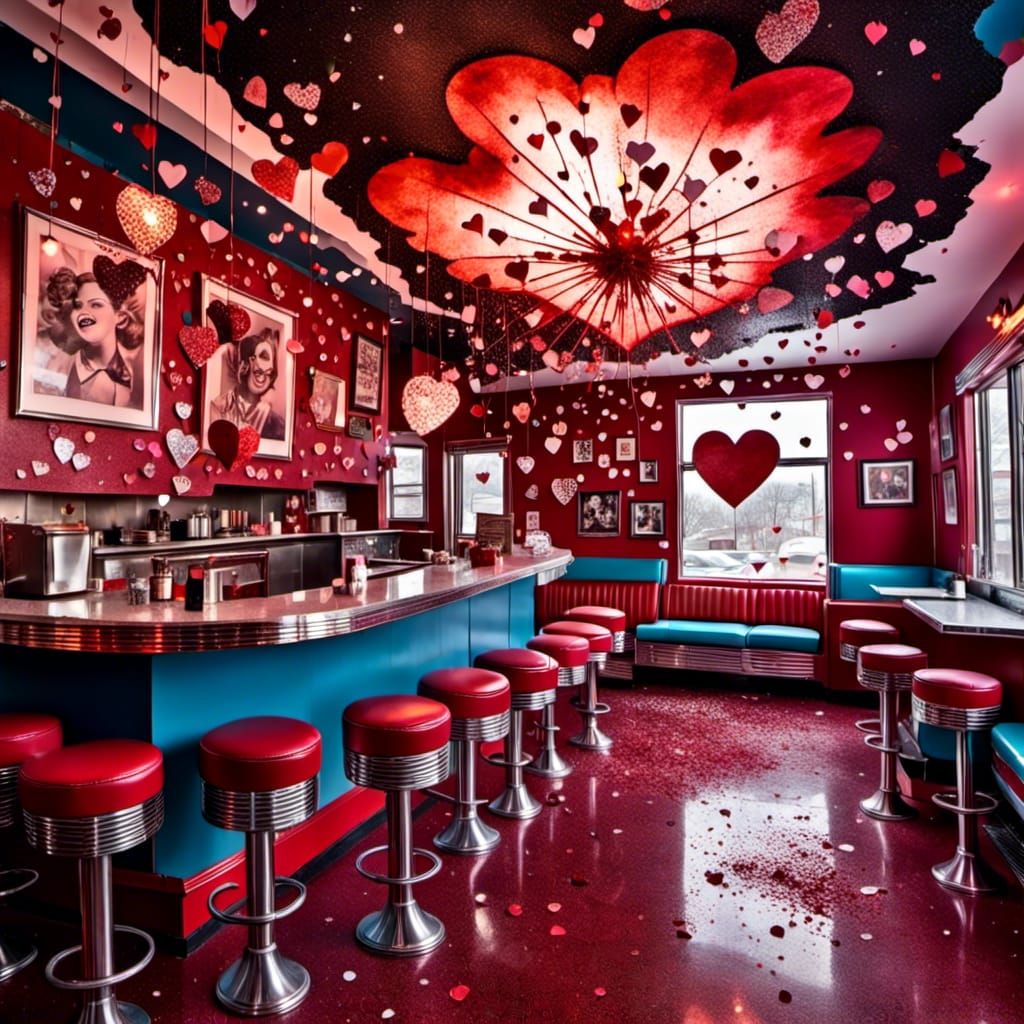 Valentine's Day at a 1950s Diner in Michigan