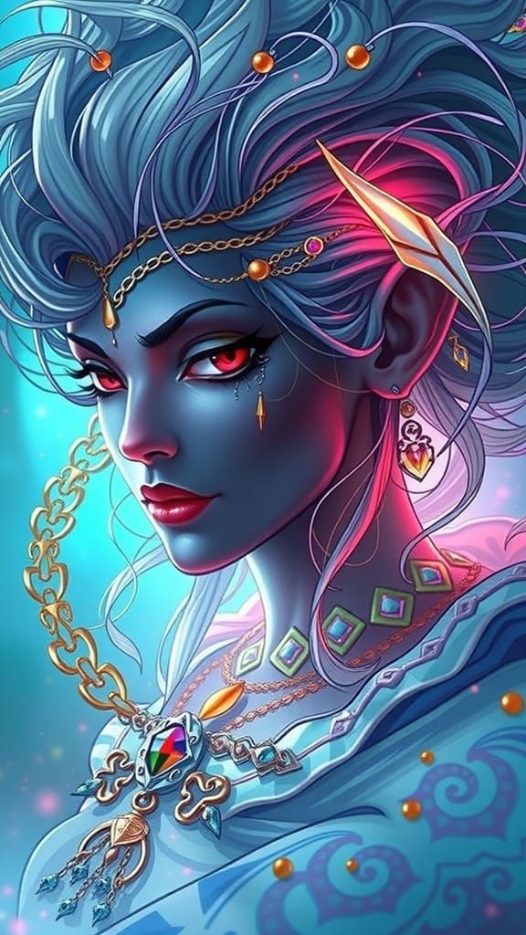 Drow Portrait in Art Nouveau Style