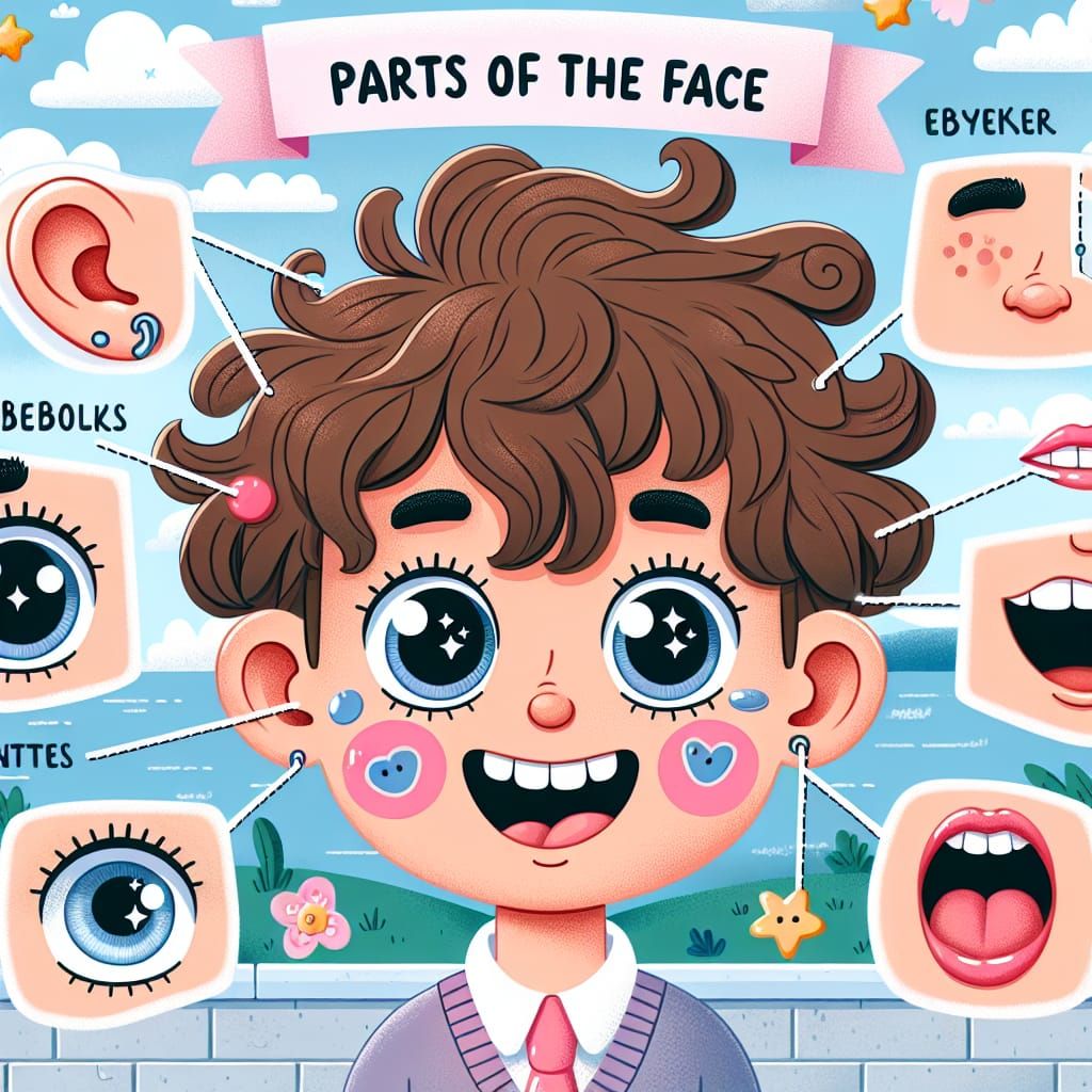 Fun Cartoon Face: English Parts for Kids