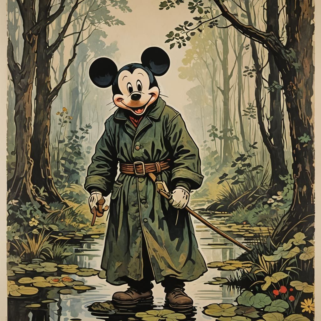 Mickey Mouse Rambo Movie Poster in Art Styles
