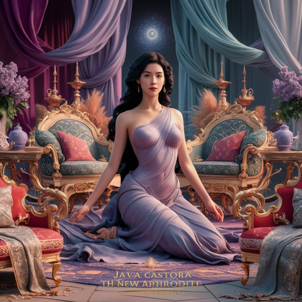 Opulent Persian Room with Elegant Woman in 3D