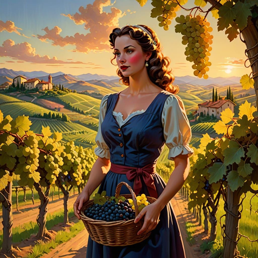 Sultry Pin-Up in Vibrant Italian Countryside