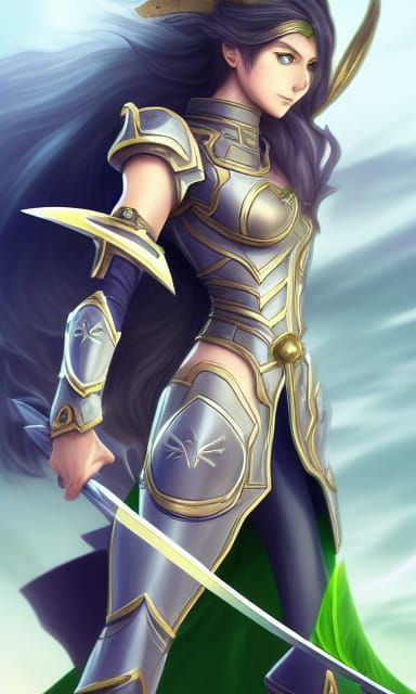 Female Paladin Concept Art in League of Legends Style