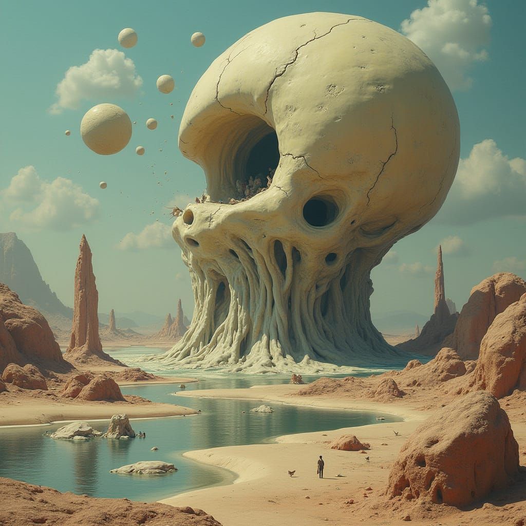 Surreal Dreamscape with Distorted Proportions