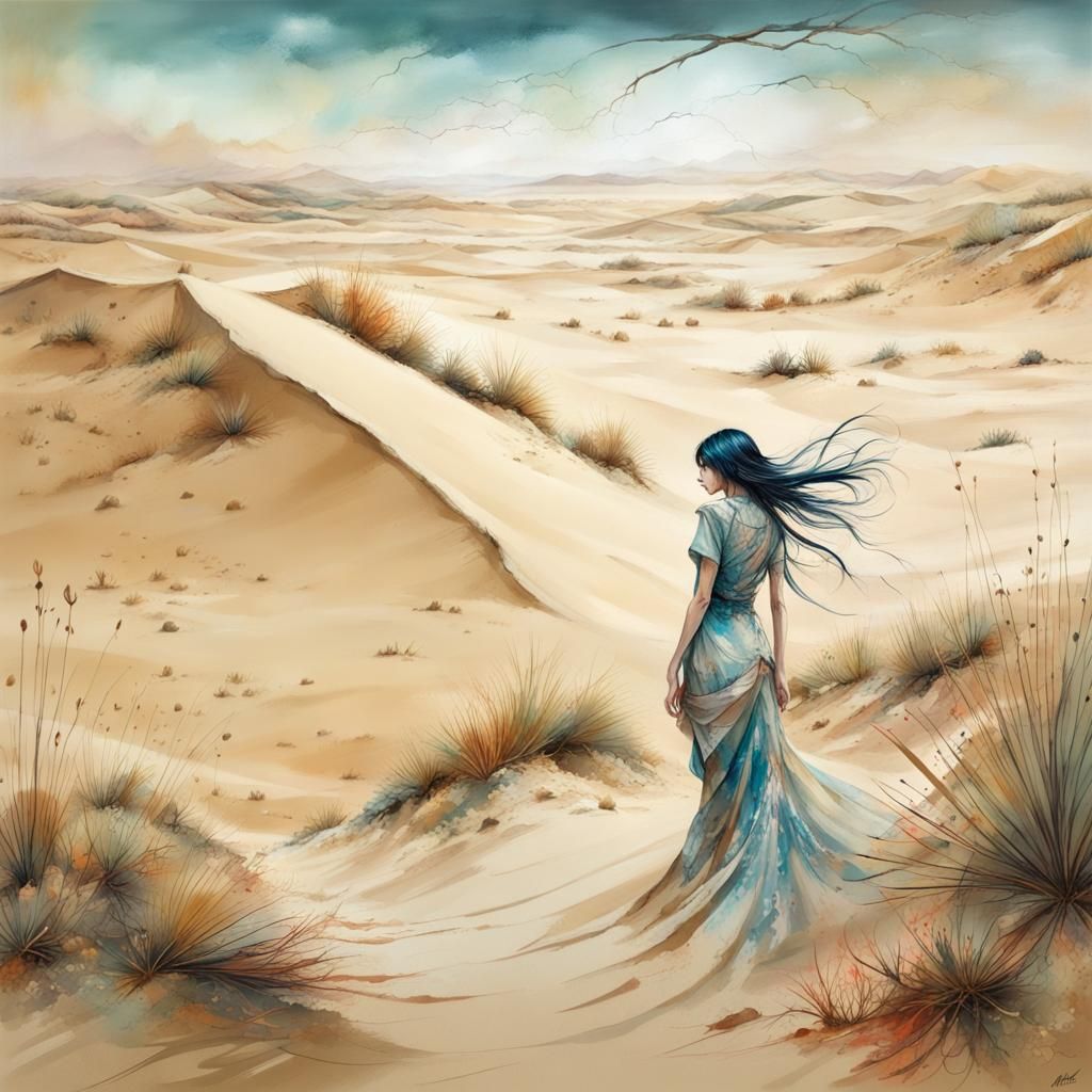 Psychedelic Sand Dune Desert Landscape