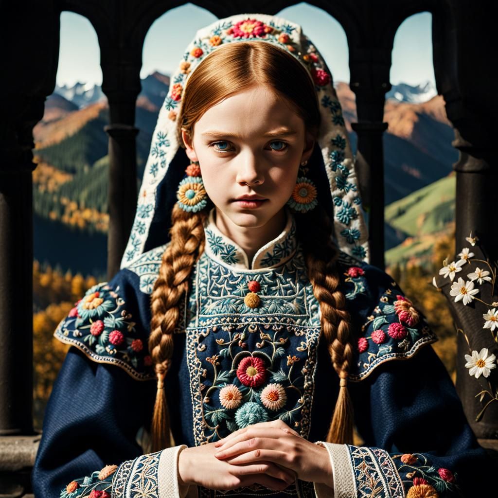 Detailed Embroidery Pattern Close-Up