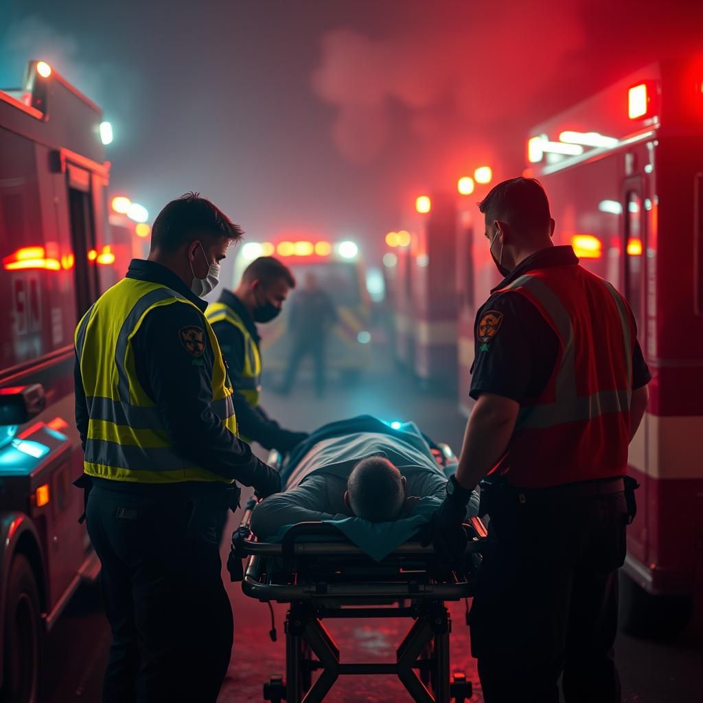 Paramedics Tend to Patient in Emergency Scene