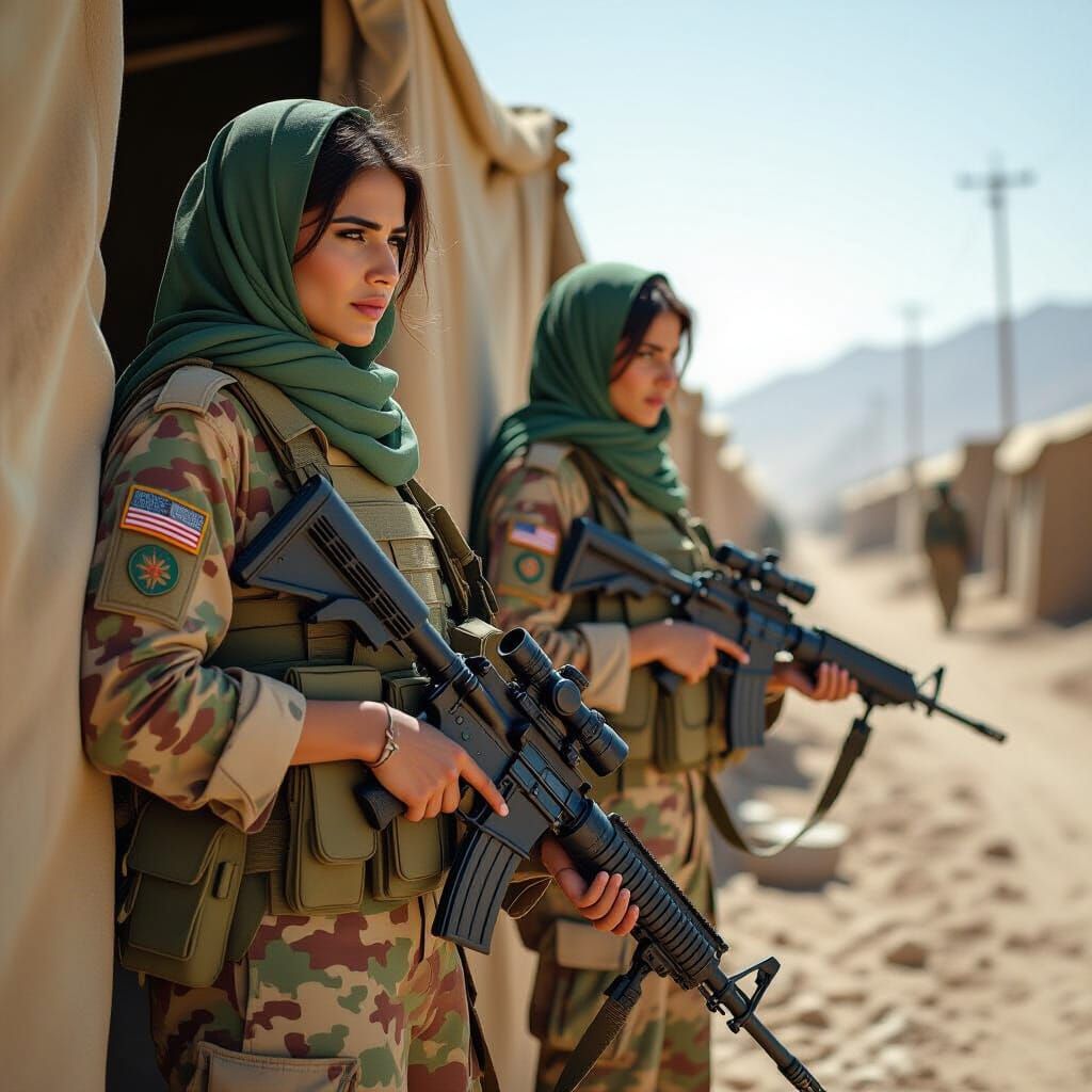 Pakistani Army Officers Vigilant in Border Camp