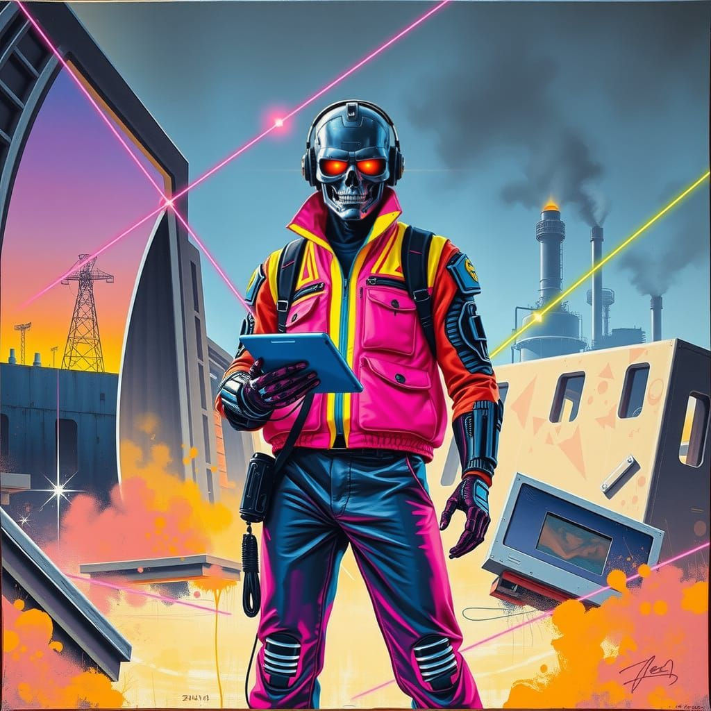 Cyberpunk Terminator in Triadic Colors